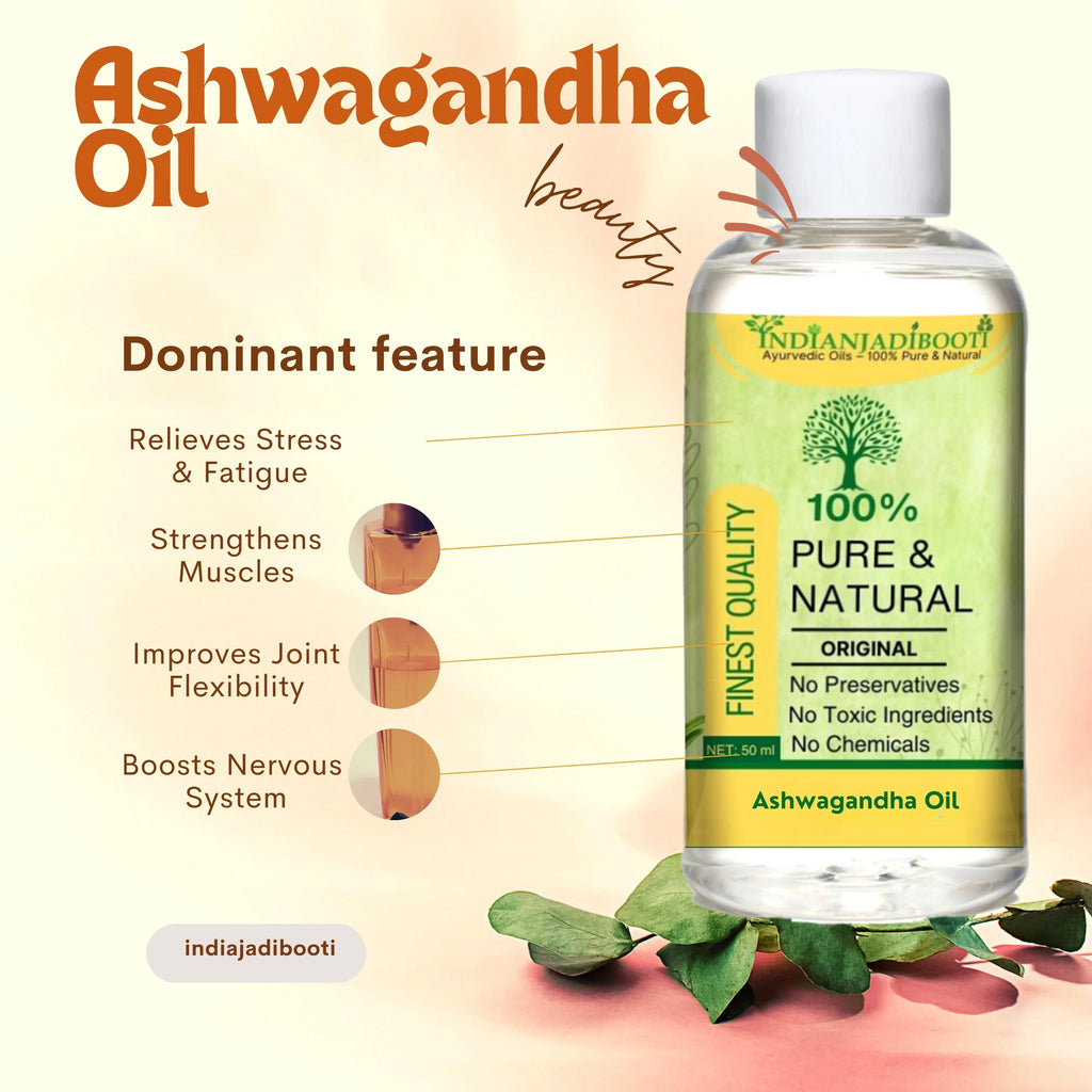 Ashwagandha Edible (Roots) (Oil) - Ashvagandha (Jadd) (Tel) - Asgandh Nagori (Tailam) - Indian Ginseng - Winter Cherry - Vajigandha - Withania Somnifera by IndianJadiBooti - indianjadibooti