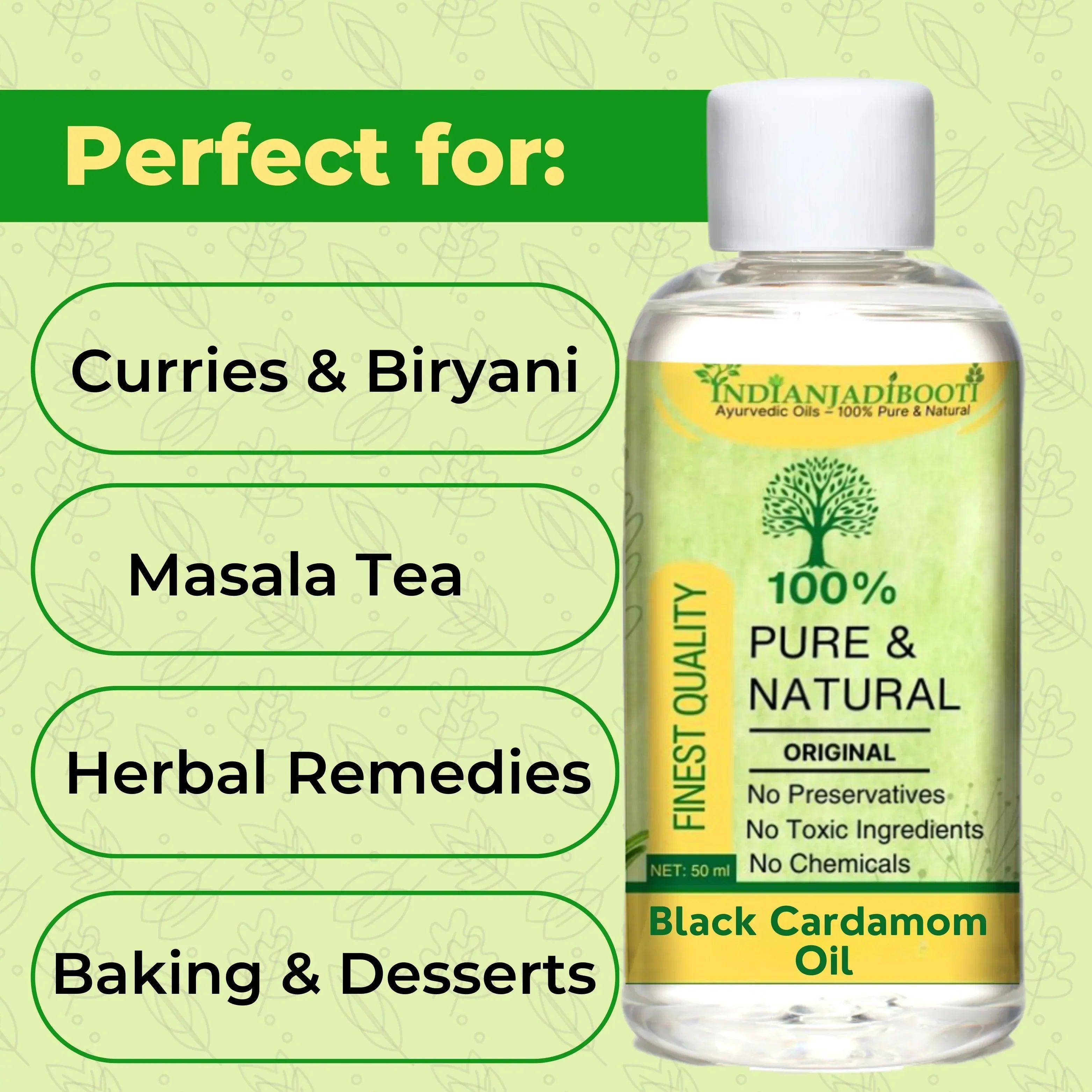 Black Cardamom Edible (Essential) (Oil) - Kali Moti Elaichi (Tel) - Amomum Subulatum (Tailam) - Elettaria Cardamomum by IndianJadiBooti - indianjadibooti