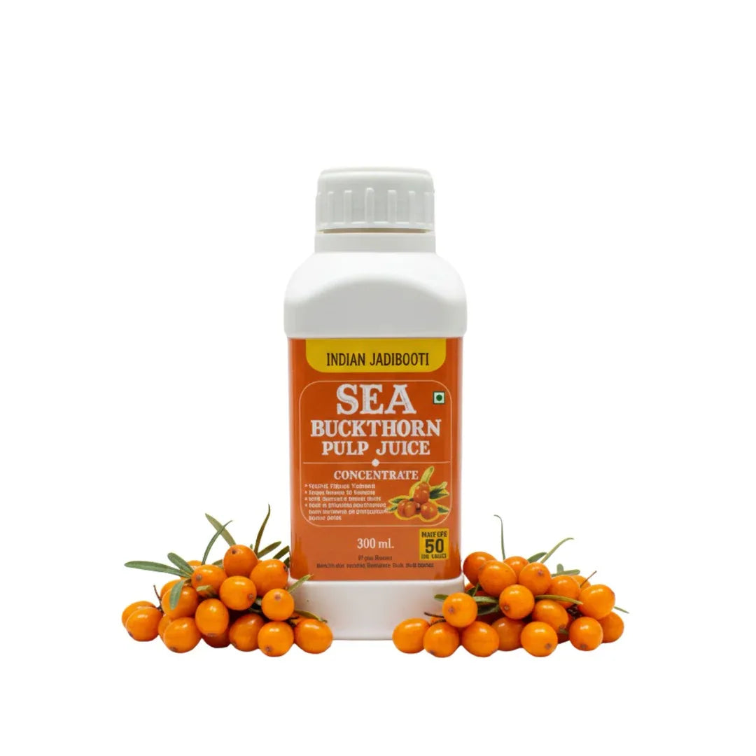 Sea Buckthorn Pulp Concentrate - Hippophae Rhamnoides (300 ML) | Cold-Pressed | Makes 50 Glasses | Natural Vitamin C, Omega 3 6 7 9 rich | Skin Glow & Gut Health Support by IndianJadiBooti - indianjadibooti