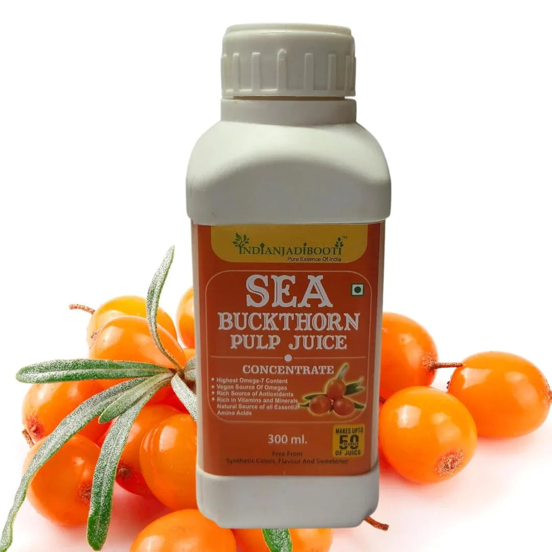 Sea Buckthorn Pulp Concentrate - Hippophae Rhamnoides (300 ML) | Cold-Pressed | Makes 50 Glasses | Natural Vitamin C, Omega 3 6 7 9 rich | Skin Glow & Gut Health Support by IndianJadiBooti - indianjadibooti