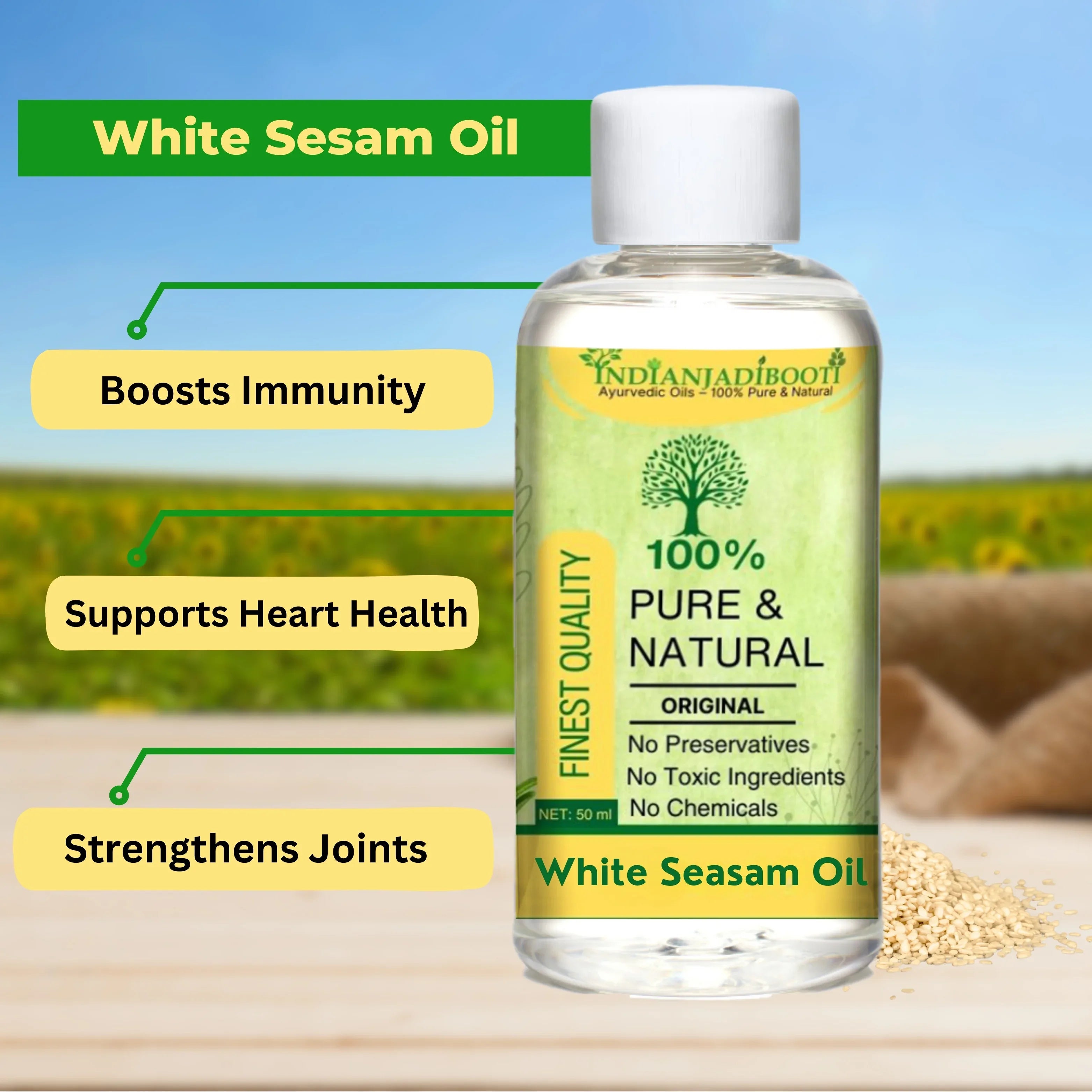 White Sesame Seeds Cold Pressed (Oil) - Safed Til (Tel) - Sesamum Indicum by IndianJadiBooti - indianjadibooti