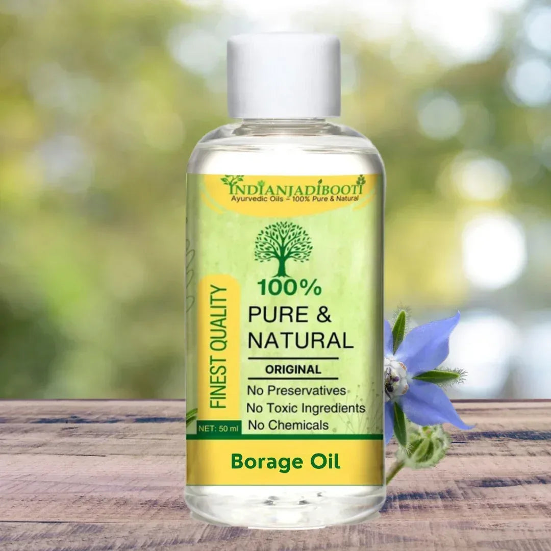 Borage Edible (Cold Pressed) (Oil) - (Natural Therapeutic Grade) - Gajwan (Tel) - Gaozaban (Tailam) - Star Flower - Boragio - Gol Gavzaban - Borago Officinalis - Onosma Bracteatum by IndianJadiBooti - indianjadibooti Main image