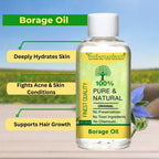 Borage Edible (Cold Pressed) (Oil) - (Natural Therapeutic Grade) - Gajwan (Tel) - Gaozaban (Tailam) - Star Flower - Boragio - Gol Gavzaban - Borago Officinalis - Onosma Bracteatum by IndianJadiBooti - indianjadibooti