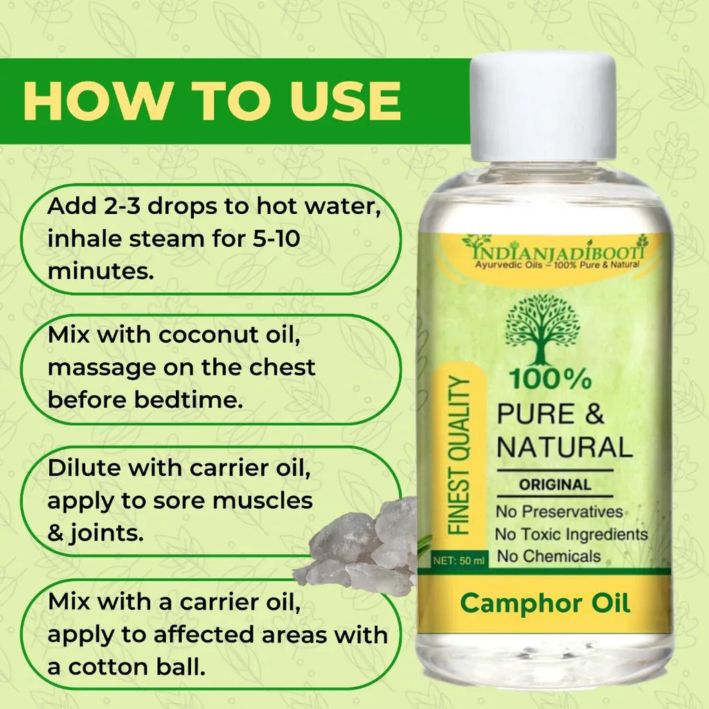 Camphor (Essential) (Oil) - Kapoor (Tel) - Karpuram (Tailam) - (Pure and Natural) (Steam Distilled for Skin, Hair and Aromatherapy) - (Mosquito Repellent) by IndianJadiBooti - indianjadibooti