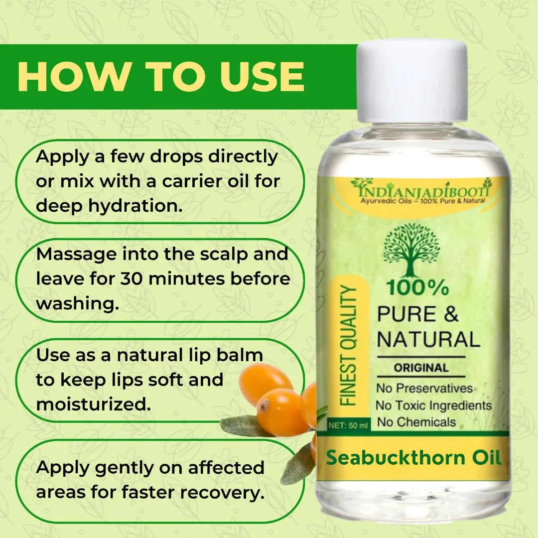 Sea buckthorn Edible (Cold Pressed) (Carrier) (Oil) - Hippophae Rhamnoides - (For Face and Skin) by IndianJadiBooti - indianjadibooti